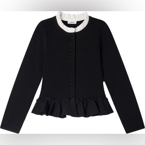 Sandro Removable collar peplum cardigan S